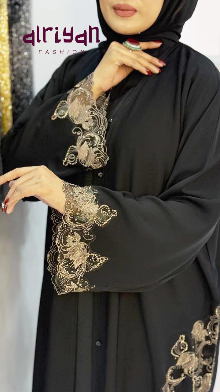 Dubai Hand Embroidery lace with Stone Work ,Abaya With Hijab