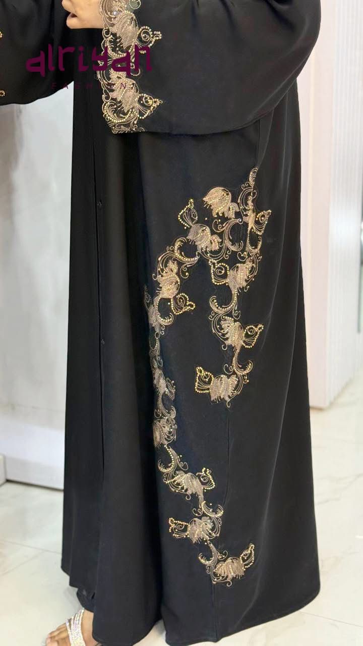 Dubai Hand Embroidery lace with Stone Work ,Abaya With Hijab