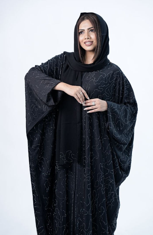 DUBAI HAND MADE FULL BODY STONE WORK BUTTERFLY ABAYA