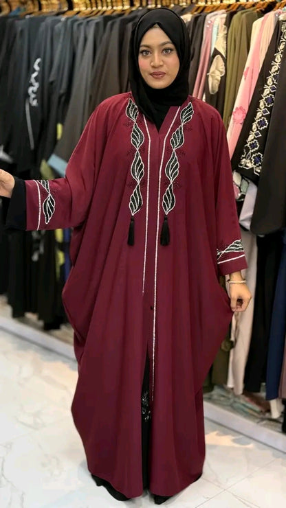 Dubai premium Hand Embroidery Abaya Set with Hijab