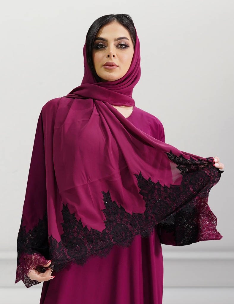 Sahar Dual lace Embroidery Abaya