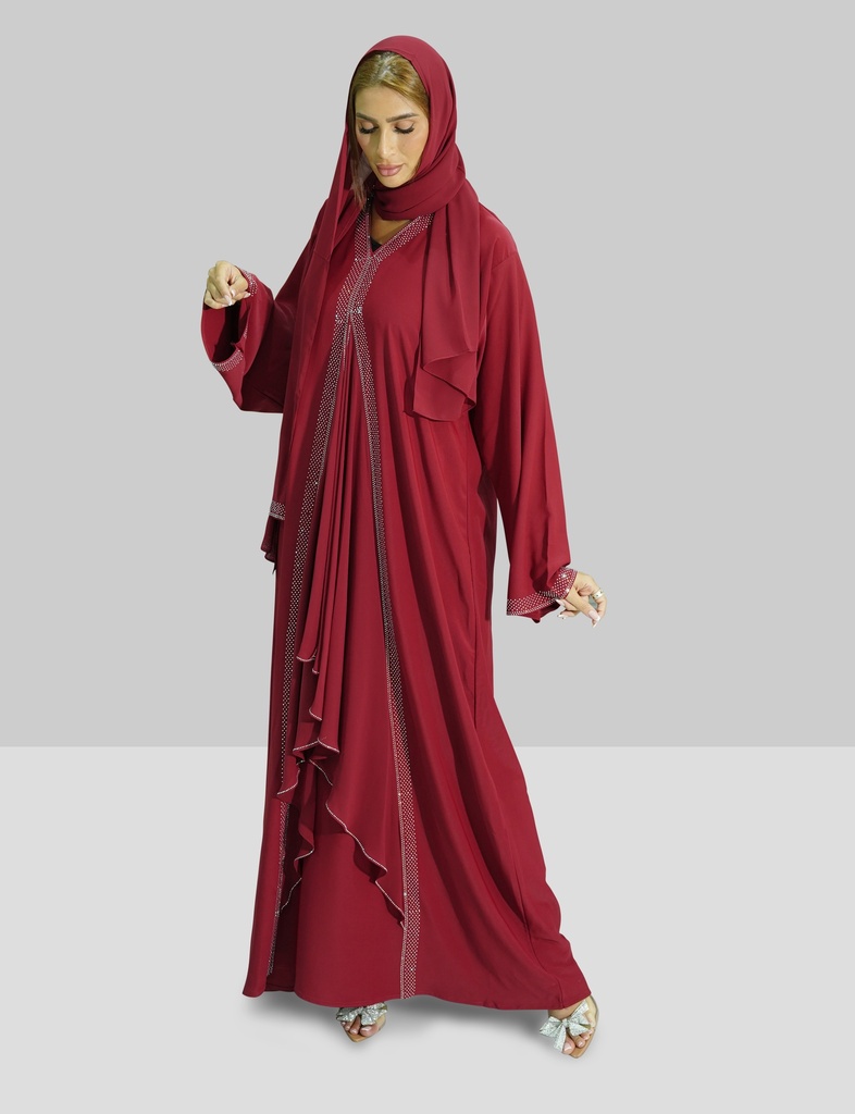 Liyana Modern Cut Abaya with Asymmetric Chiffon Attachment