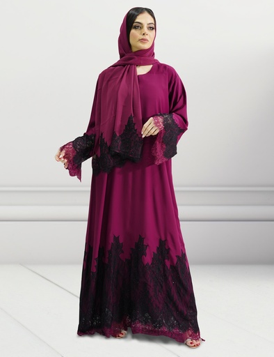 [#004] Sahar Dual lace Embroidery Abaya